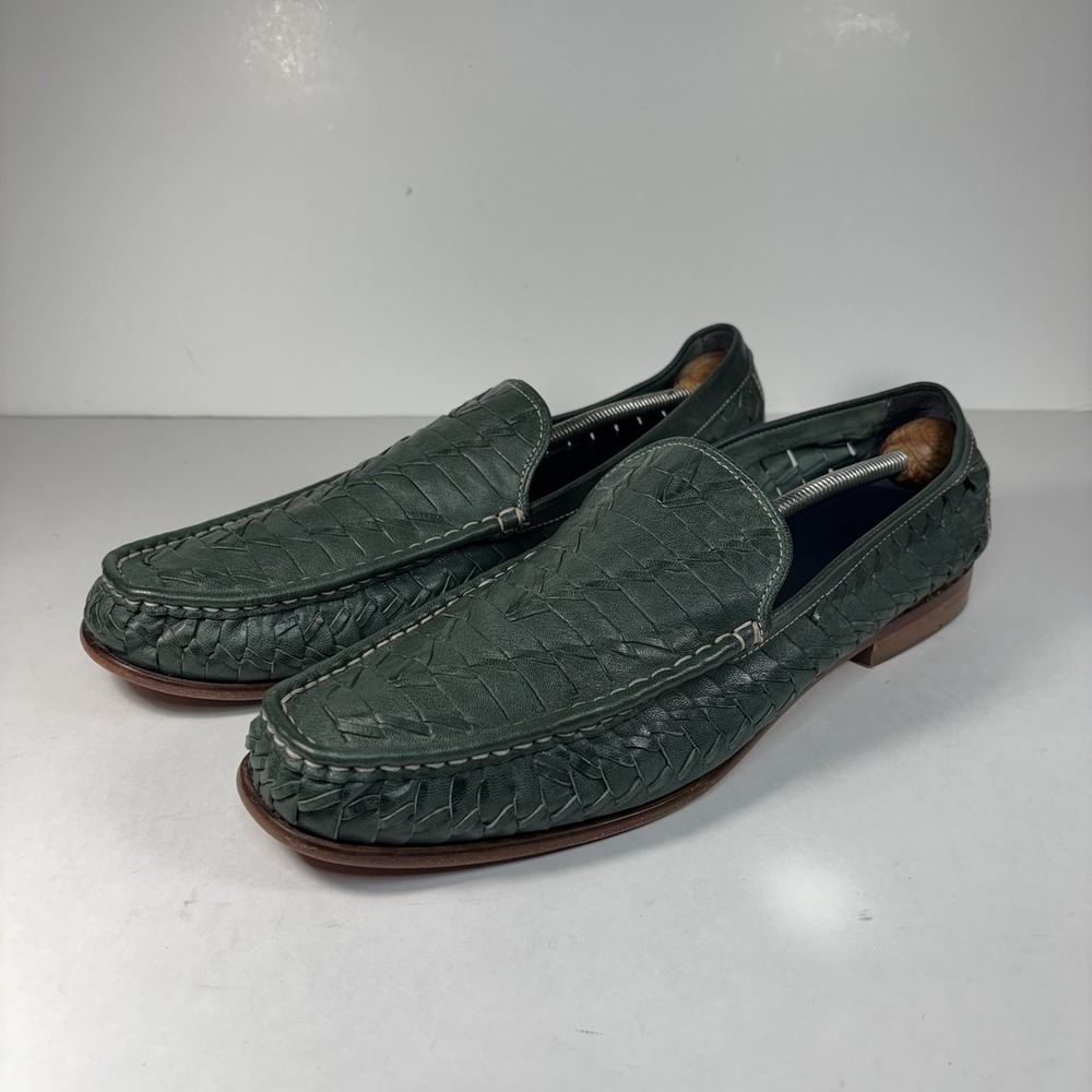 Green Cole Haan braided woven leather Slip On Loafers Sandals Mens 13 M